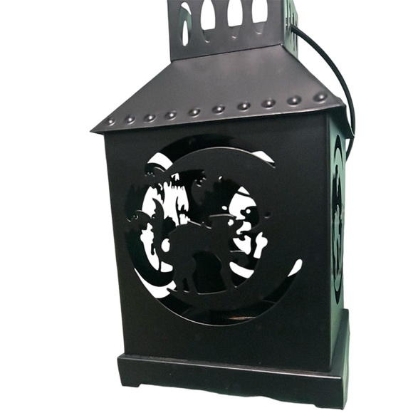 Set of Two Metal Halloween Tealight Candle Lanterns Raven Cat Moon - Picture 3 of 7